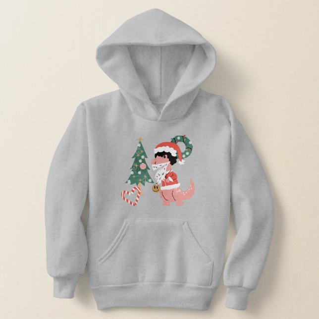  groovy disco christmas tree dinosaur  hoodie (Laydown)