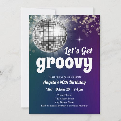 Groovy Disco Dance Party 40th Birthday  Invitation