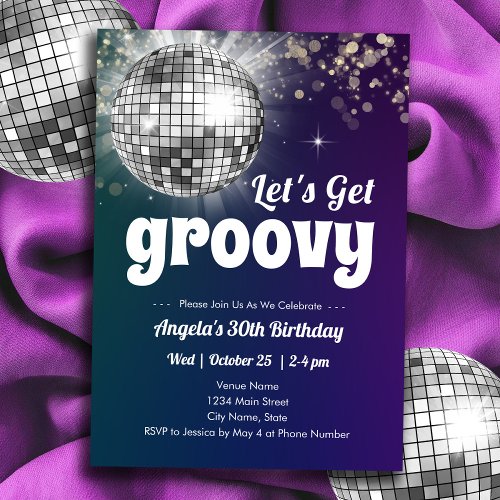 Groovy Disco Dance Party Adult Birthday Invitation