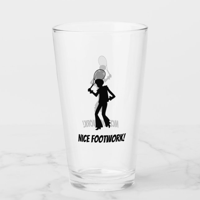 Groovy Disco Dancer Tennis Player Glass (Front)