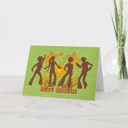 Groovy Disco Dancers With Stars Birthday Card