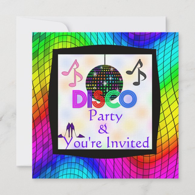 Groovy Disco Dancing Party Invitation (Front)