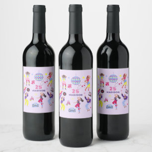 Groovy Disco Lila Party Millennial Retro Wine Label