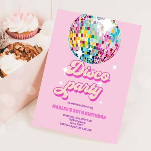 Groovy Disco Party Retro 70s Lets Disco Birthday  Invitation