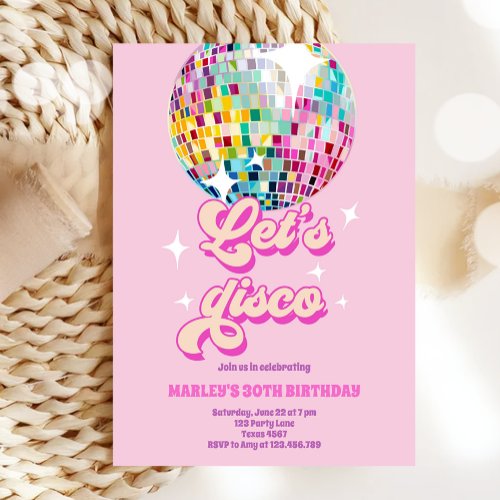Groovy Disco Party Retro 70s Lets Disco Birthday  Invitation