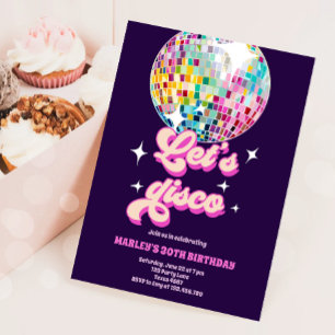 Groovy Disco Party Retro 70s Let's Disco Birthday Invitation