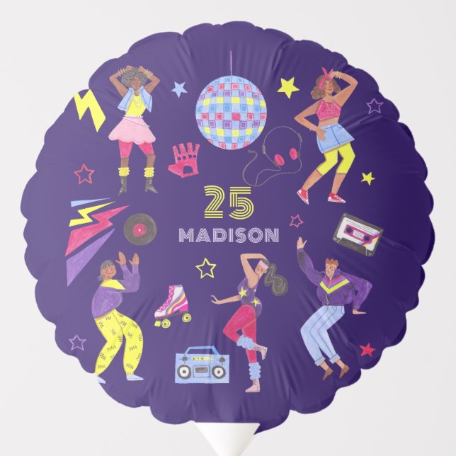 Groovy Disco Purple Party Millennial Retro  Balloon (Front)