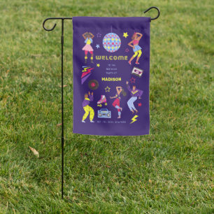 Groovy Disco Purple Party Millennial Retro  Garden Flag