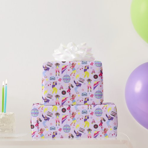 Groovy Disco Purple Party Millennial Retro  Wrapping Paper