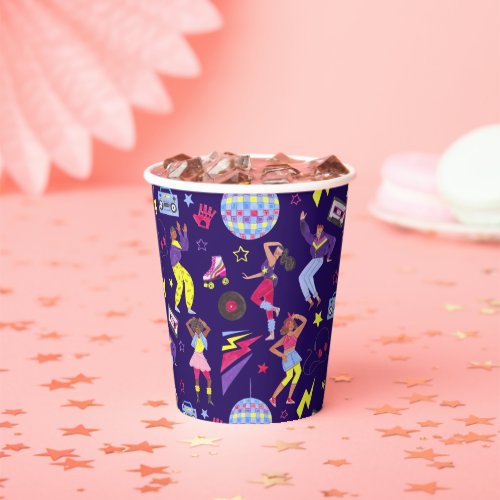 Groovy Disco Purple Party Retro 80s Discoball Paper Cups