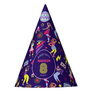 Groovy Disco Purple Party Retro 80s Pattern Hat