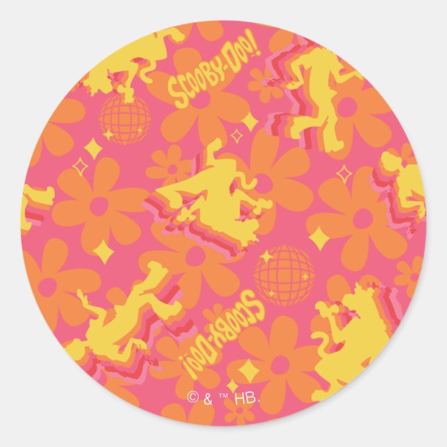 Groovy Disco Scooby-Doo Pattern Classic Round Sticker (Front)