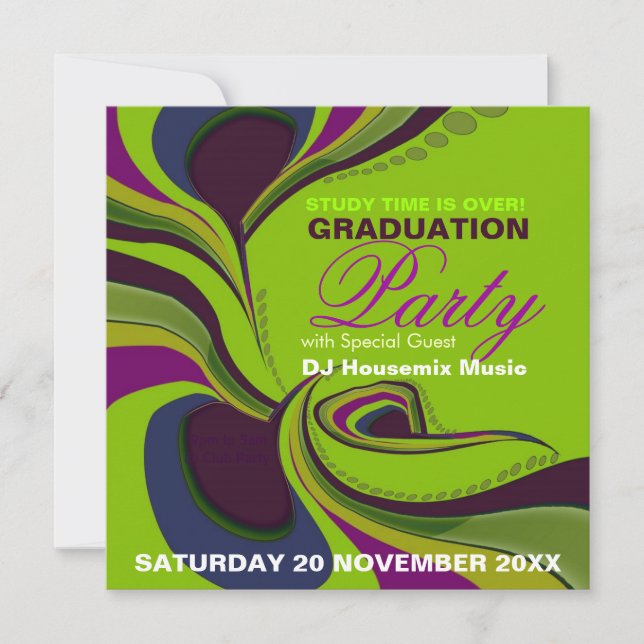 Groovy Diva Graduation Birthday Party Invitation (Front)