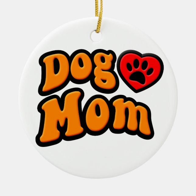 Groovy Dog Mom Drawing Ceramic Ornament (Front)