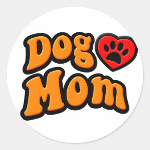 Groovy Dog Mom Drawing Classic Round Sticker