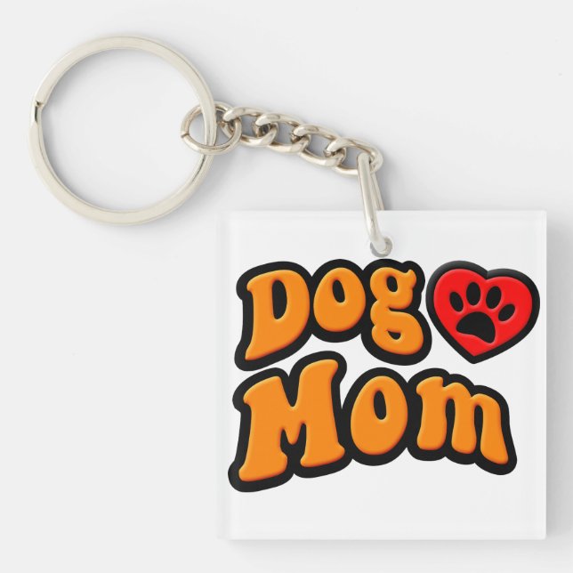 Groovy Dog Mom Drawing Keychain (Front)
