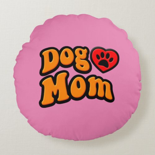 Groovy Dog Mom Drawing Round Pillow