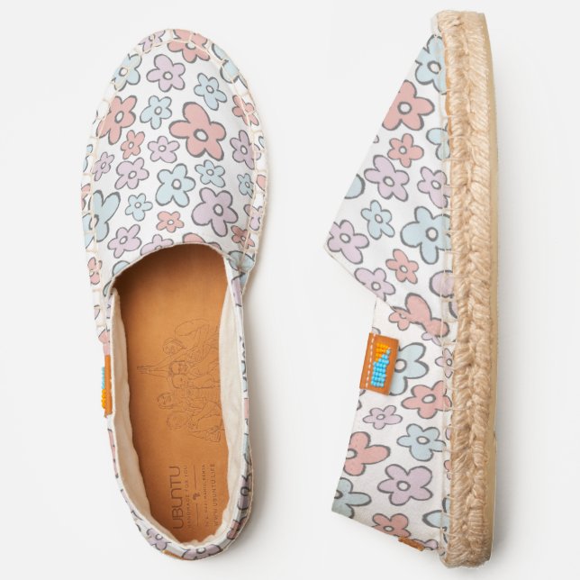 Groovy doodle flower pattern espadrilles (Side)