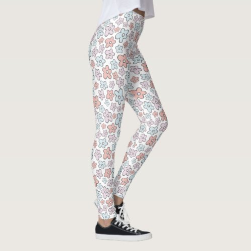 Groovy doodle flower pattern leggings