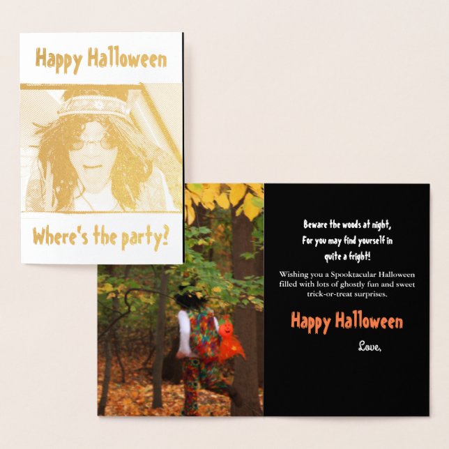 Groovy Dude Halloween Gold Foil Greeting Card (Display)
