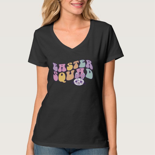 Groovy Easter Squad Family Matching Easter Day Bun T-Shirt (Front)