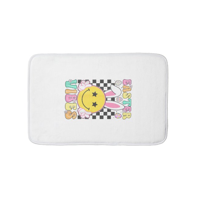 Groovy Easter Vibes Bunny Easter Day Smile Face Gi Bath Mat (Front)