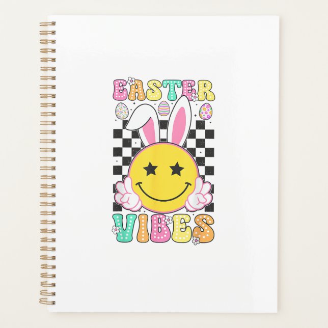 Groovy Easter Vibes Bunny Easter Day Smile Face Gi Planner (Front)