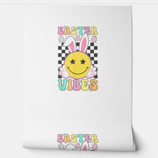 Groovy Easter Vibes Bunny Easter Day Smile Face Gi Wallpaper (Unrolling)