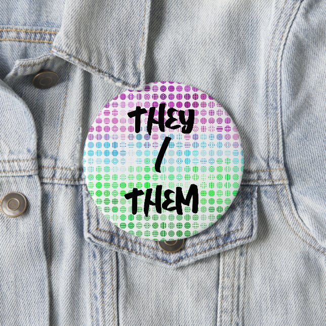 Groovy Eclectic Boho Abstract Toric Pride Flag Button (In Situ)