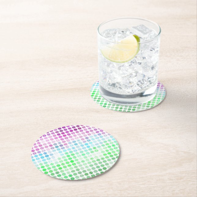 Groovy Eclectic Boho Abstract Toric Pride Flag Round Paper Coaster (Insitu)