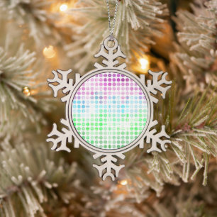 Groovy Eclectic Boho Abstract Toric Pride Flag Snowflake Pewter Christmas Ornament