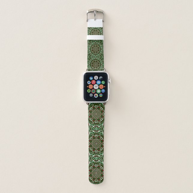 Groovy Eclectic Ornate Christmas Mandala Pattern Apple Watch Band (Front)