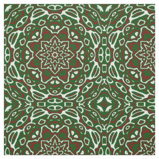 Groovy Eclectic Ornate Christmas Mandala Pattern Fabric