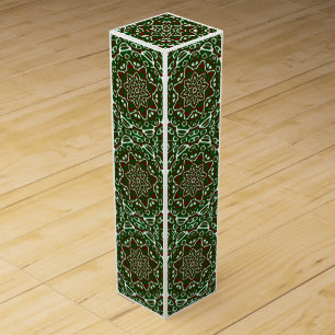 Groovy Eclectic Ornate Christmas Mandala Pattern Wine Box