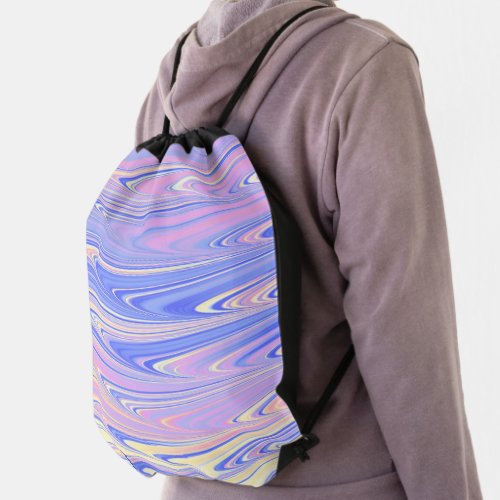 Groovy Eclectic Quirky Wavy Pastel Abstract Drawstring Bag