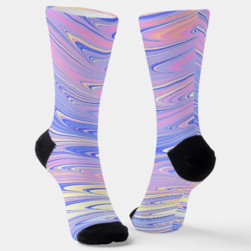 Groovy Eclectic Quirky Wavy Pastel Abstract Socks