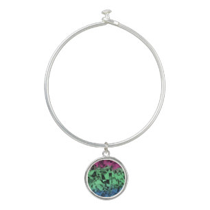 Groovy Eclectic Retro Trippy Polysexual Pride Flag Bangle Bracelet