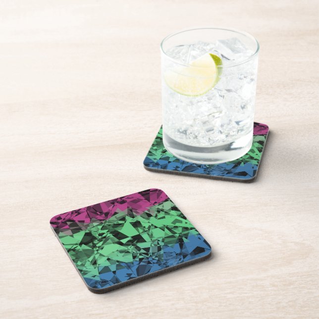 Groovy Eclectic Retro Trippy Polysexual Pride Flag Beverage Coaster (Right Side)