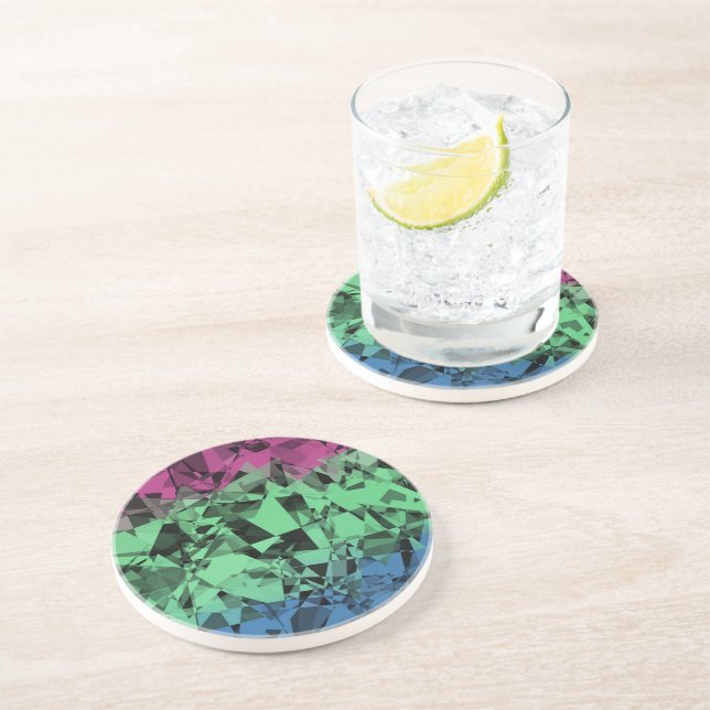 Groovy Eclectic Retro Trippy Polysexual Pride Flag Coaster (Side)