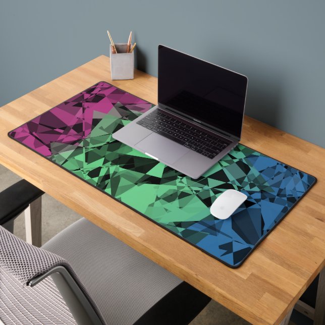 Groovy Eclectic Retro Trippy Polysexual Pride Flag Desk Mat (Office 2)