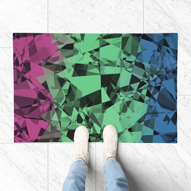 Groovy Eclectic Retro Trippy Polysexual Pride Flag Doormat (Indoor)