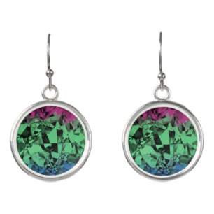 Groovy Eclectic Retro Trippy Polysexual Pride Flag Earrings