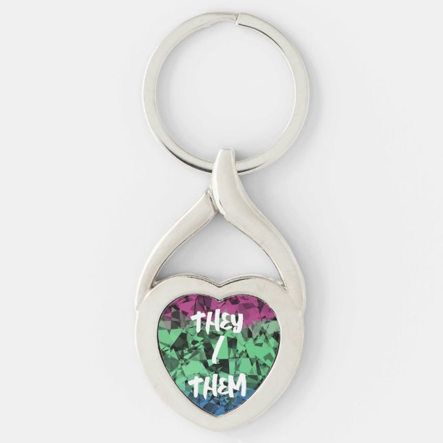 Groovy Eclectic Retro Trippy Polysexual Pride Flag Keychain (Front)