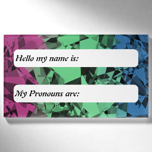Groovy Eclectic Retro Trippy Polysexual Pride Flag Name Tag