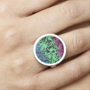 Groovy Eclectic Retro Trippy Polysexual Pride Flag Ring