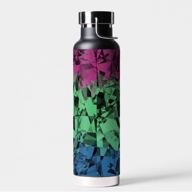 Groovy Eclectic Retro Trippy Polysexual Pride Flag Water Bottle (Left)