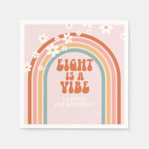 Groovy Eight is a vibe daisy rainbow 8th birthday Napkins
