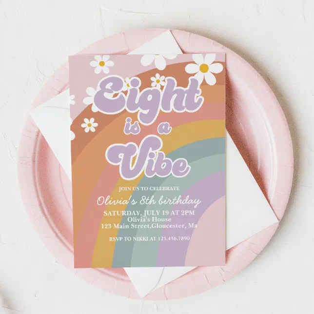 Eight Is A Vibe Geburtstagsdekoration – Groovy Retro Banner 1,5 X 0,9 M Für 8. Geburtstag