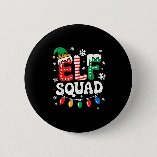 Groovy Elf Squad Elf Family Christmas Matching Paj Button (Front)