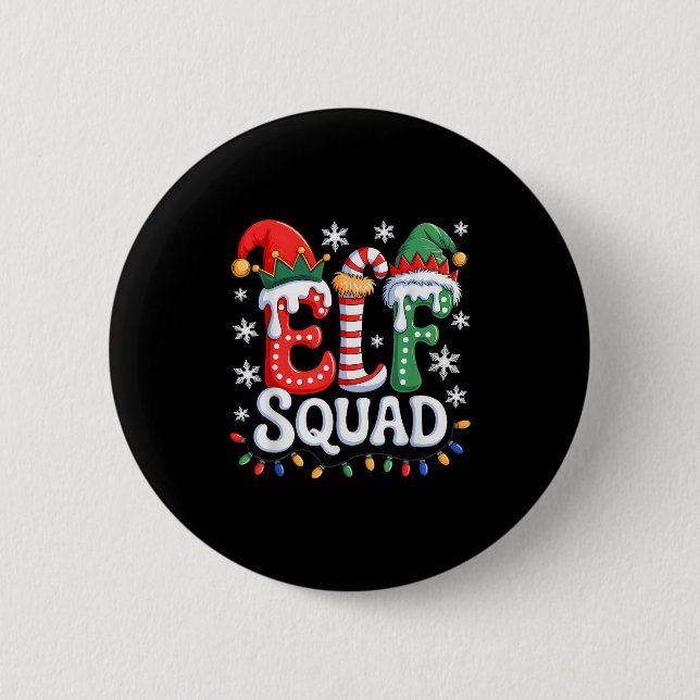 Groovy Elf Squad Elf Family Christmas Matching Paj Button (Front)